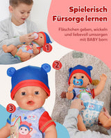 BABY Born Jonas - panenka 43 cm - 10 funkcí včetně příslušenství a matrace - Plně funguje bez baterií - Vhodné pro děti od 3 let