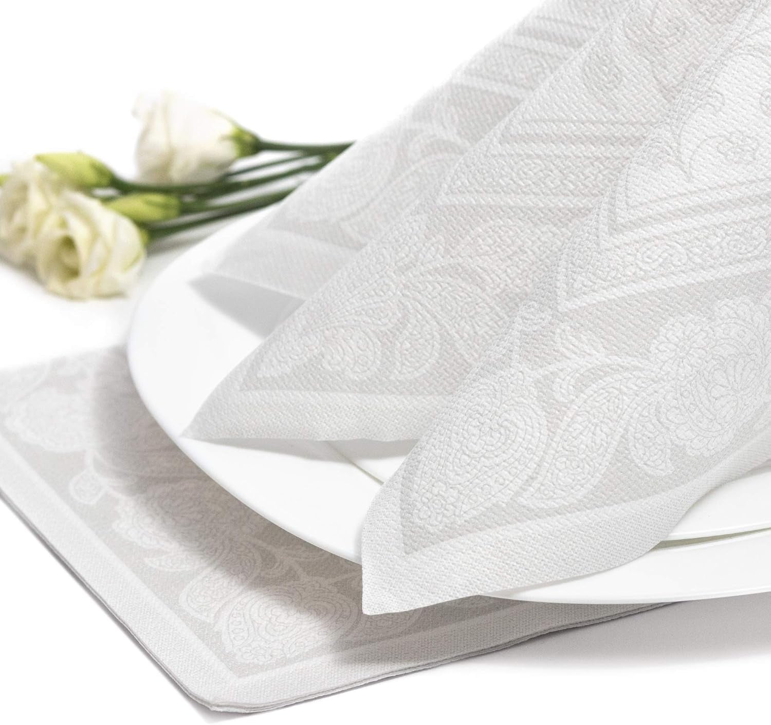 Papstar 11682 50 ubrousků "Royal Collection" 1/4 přeložení 40 X 40 cm "Ornaments", bílé