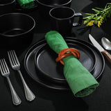 Sada Bowery Dinnerware, 32 dílná, matná černá, kamenina, talíře, misky a hrnky, slouží 8