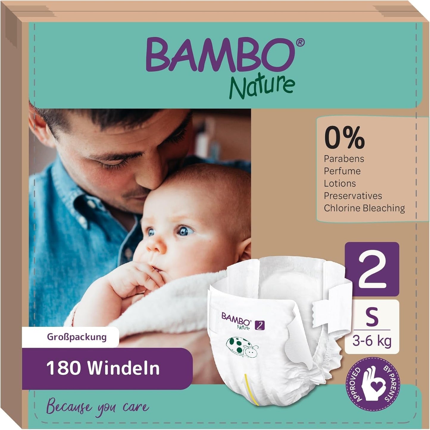 Dětské plenky Bambo Nature, velikost 1 (2-4 kg), 132 Count Moon Box | Prémiové plenky s vylepšenou ochranou proti protečení | Maximální pohodlí a svoboda pro novorozence | Dermatologicky testované plenky