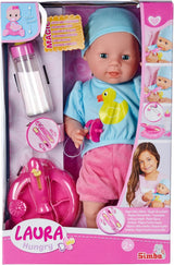 Simba 105010964 - Laura Hungry panenka s měkkým tělem s figurínou, kouzelnou lžičkou, mizející lahvičkou a malým talířkem, 38cm, panenka od 2 let Naty Shop Single Dolls