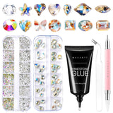 Makartt kamínkový adhezivní gel - 15ml sada UV lepidel na nehty s růžovými přívěsky na nehty Heart Circle šperky na nehty a příslušenství pro domácí manikúru dárek k Valentýnu