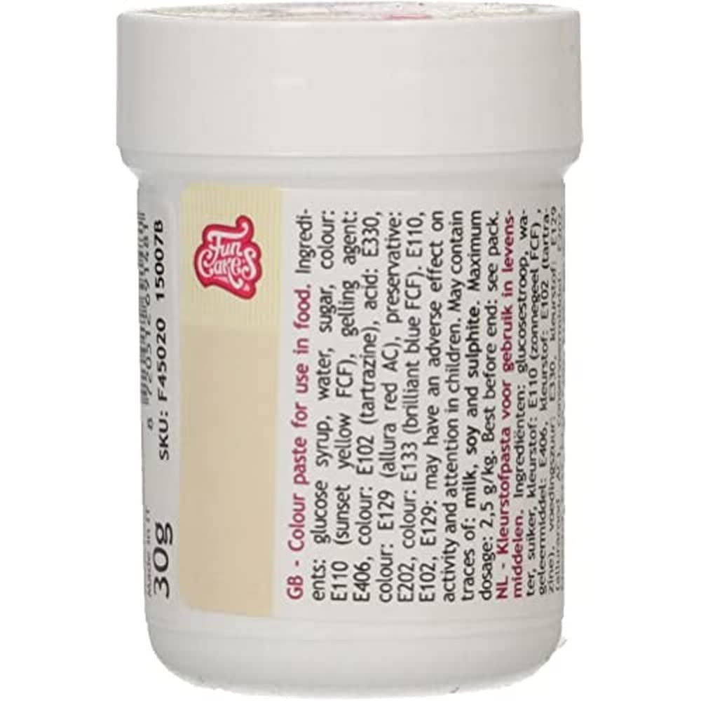 Koncentrované potravinářské barvivo Funcakes Paste Color Ivory; na těsto, krém, fondán, marcipán, těsto, modelovací pastu a květinovou pastu. Halal a košer. 30 g