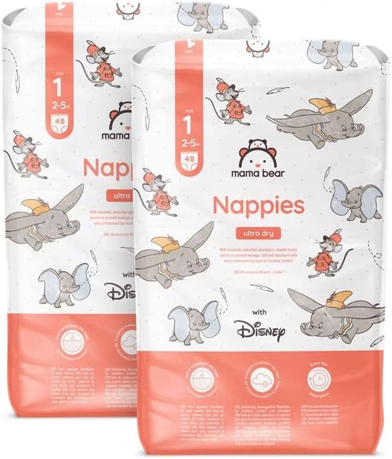Plenky Mama Bear Disney Ultra Dry velikost 4 (8-14 kg), bílé, 84 kusů (1 balení)