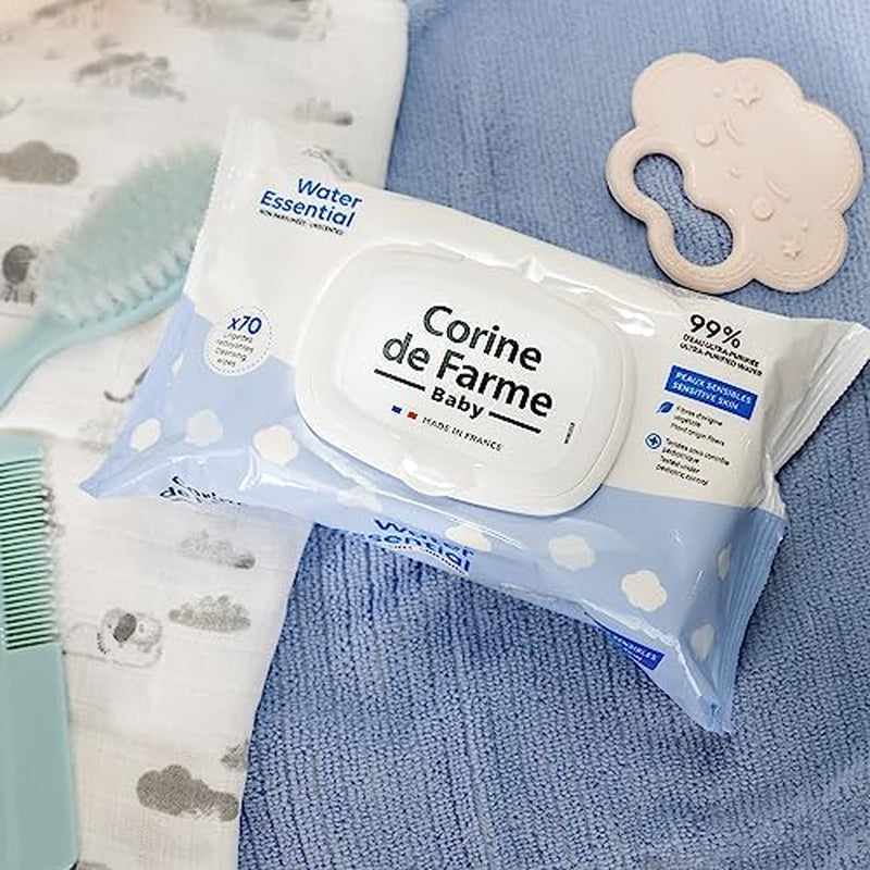 - Vyměňte vodu Essential dětské ubrousky x70 - Toaletní výrobek z rostlinných vláken - 99% ultračištěná voda - Hygiena od narození - Znovu uzavíratelné víčko