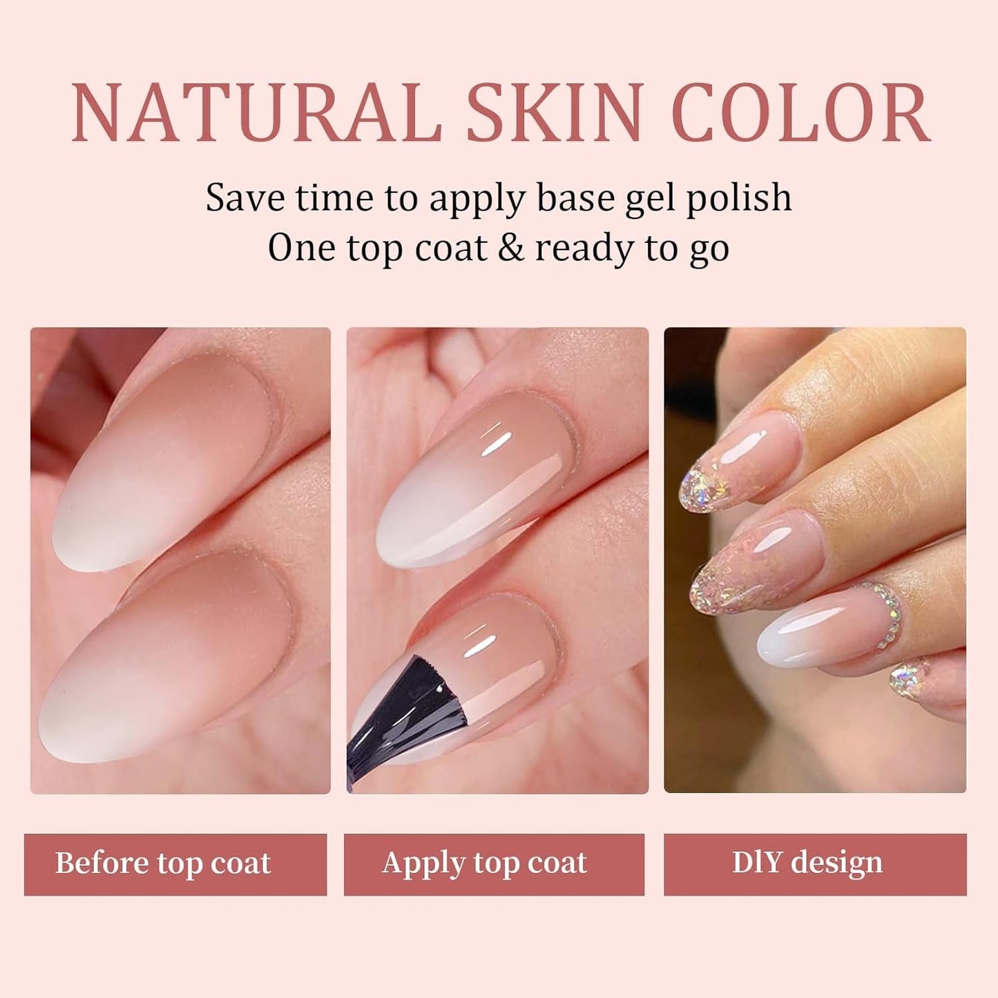 Sada 150 ks Gradient False Nails - 5 barev Ombre Design Samolepící umělé nehty - Celý kryt pro ženy a dívky - Lesklé umělé nehty pro DIY manikúru (čtvercové)
