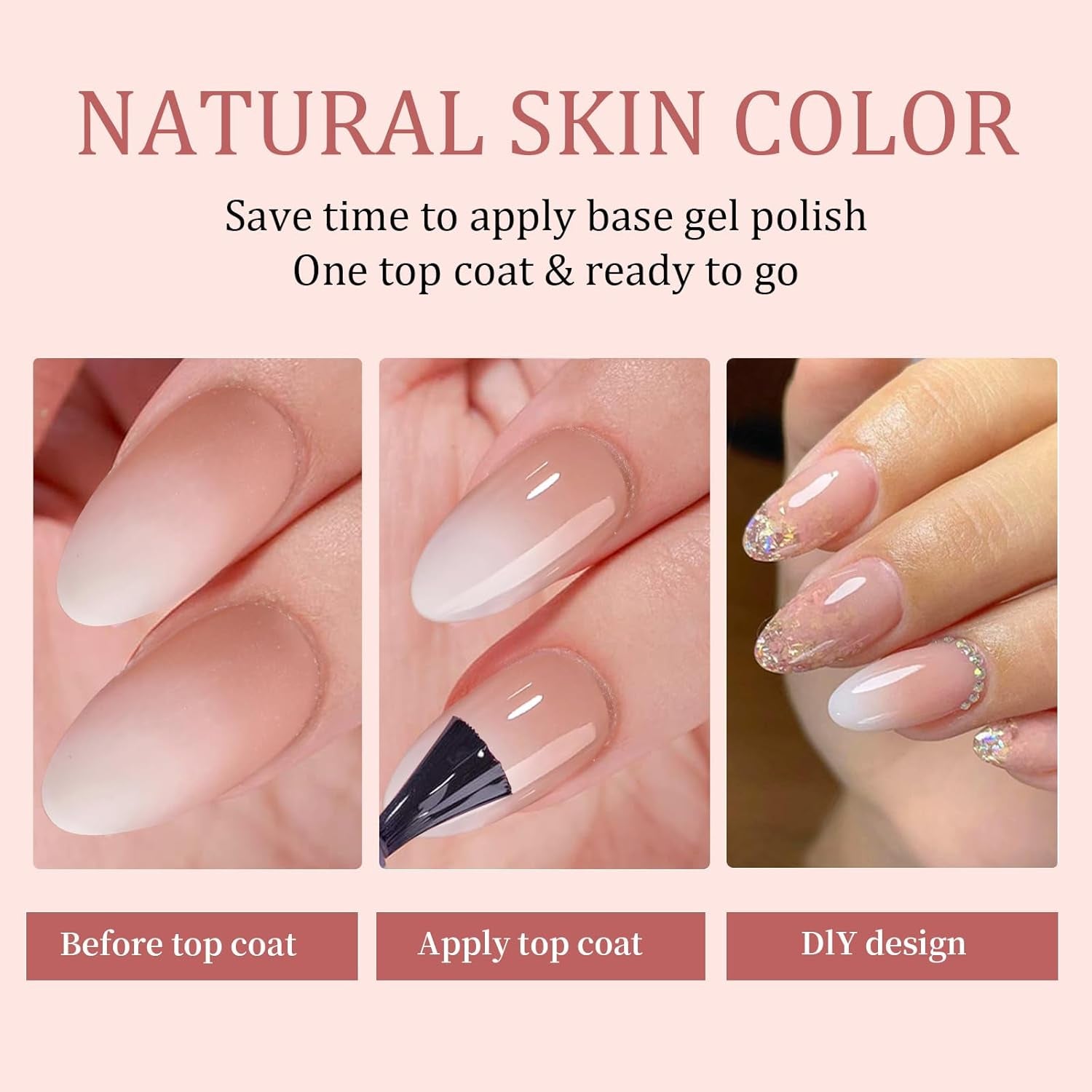 Sada 150 ks Gradient False Nails - 5 barev Ombre Design Samolepící umělé nehty - Celý kryt pro ženy a dívky - Lesklé umělé nehty pro DIY manikúru (čtvercové)