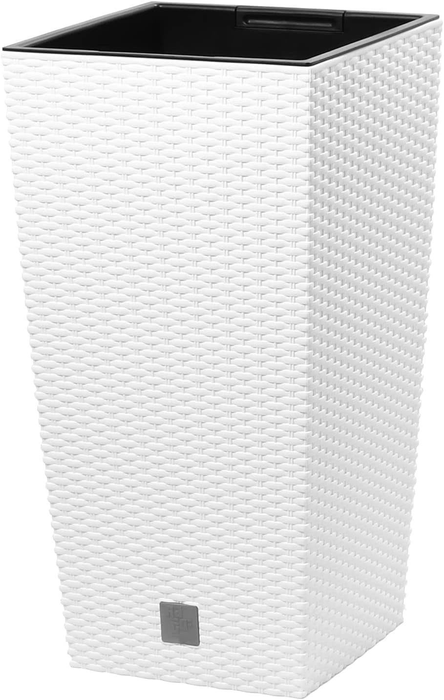 Prosperplast květináče/hrnce s vložkou ratanového vzhledu | 26,5 x 26,5 x 50 cm | antracit | odolný vůči povětrnostním vlivům a UV záření | vyrobeno z pevného plastu | pro interiér i exteriér