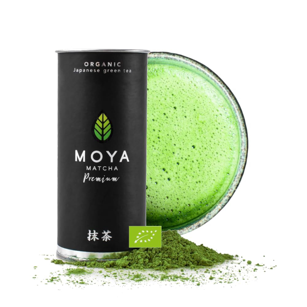 Organický zelený čaj Moya Matcha Powder | 100 g prémiové kvality pro obřad | Ekologicky pěstované a sklizené v Uji, Japonsko | Prášek ze zeleného čaje Matcha | Ideální pro japonský vodní čajový obřad