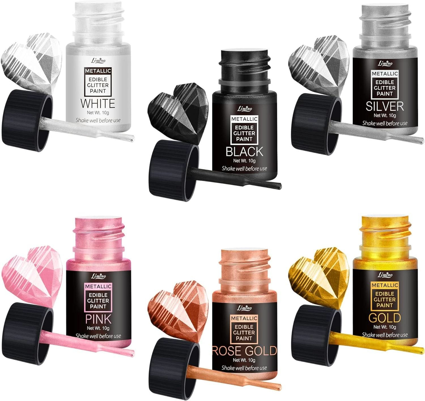 Tekuté jedlé třpytky, 60 ml Naty Shop Set 6 barev x 10 ml