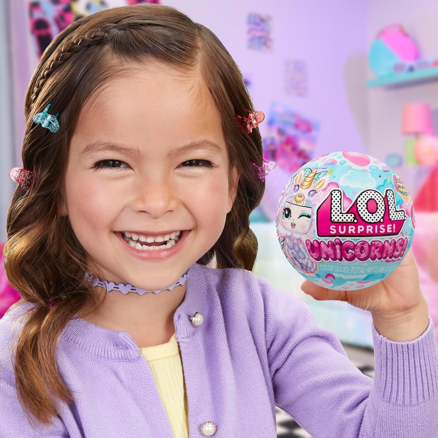 LOL Překvapení! Unicorns Tots – obsahuje 1 panenku s čirým tělem a efektem lávové lampy, obrněné balení, 8 sběratelských panenek se 2 barevnými mixy, pro děti od 4 let