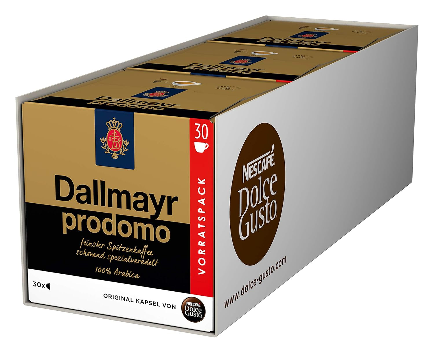Dallmayr Crema d´Oro, XXL-Vorratsbox, 90 kafékapsel, Feine Crema und vollmundiges Aroma (3 x 30 kapslí) & Dallmayr Prodomo, XXL-Vorratsbox, 90 kafékapsel (3 x 30 kapslí)