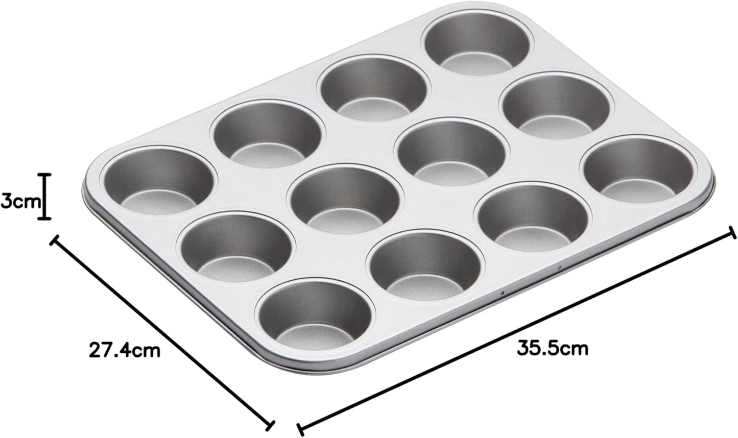 Kuchyňský plech na pečení muffinů, nepřilnavý kryt, pojme 12 muffinů, 35 cm x 27 cm Naty Shop pekáče a plechy