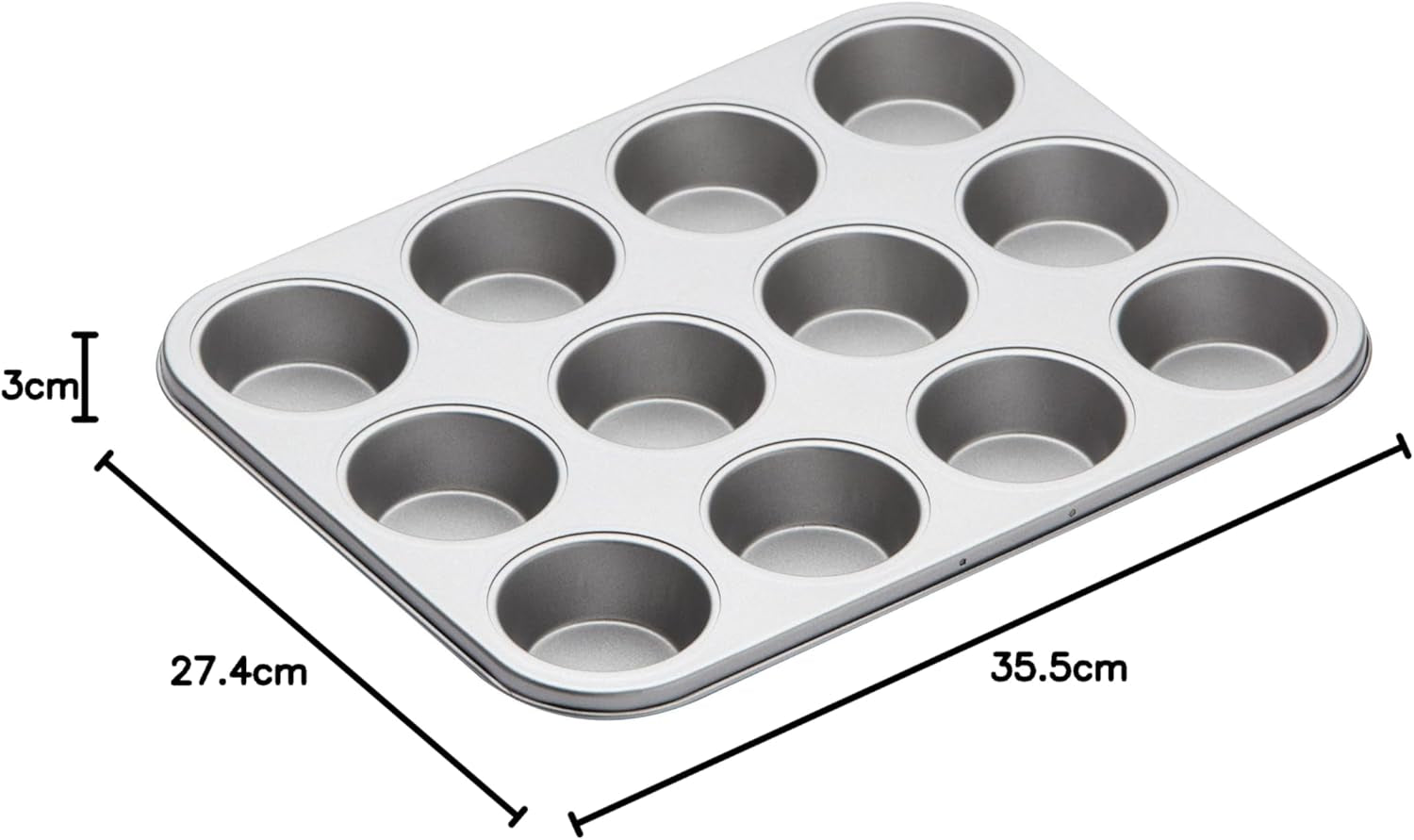 Kuchyňský plech na pečení muffinů, nepřilnavý kryt, pojme 12 muffinů, 35 cm x 27 cm Naty Shop pekáče a plechy