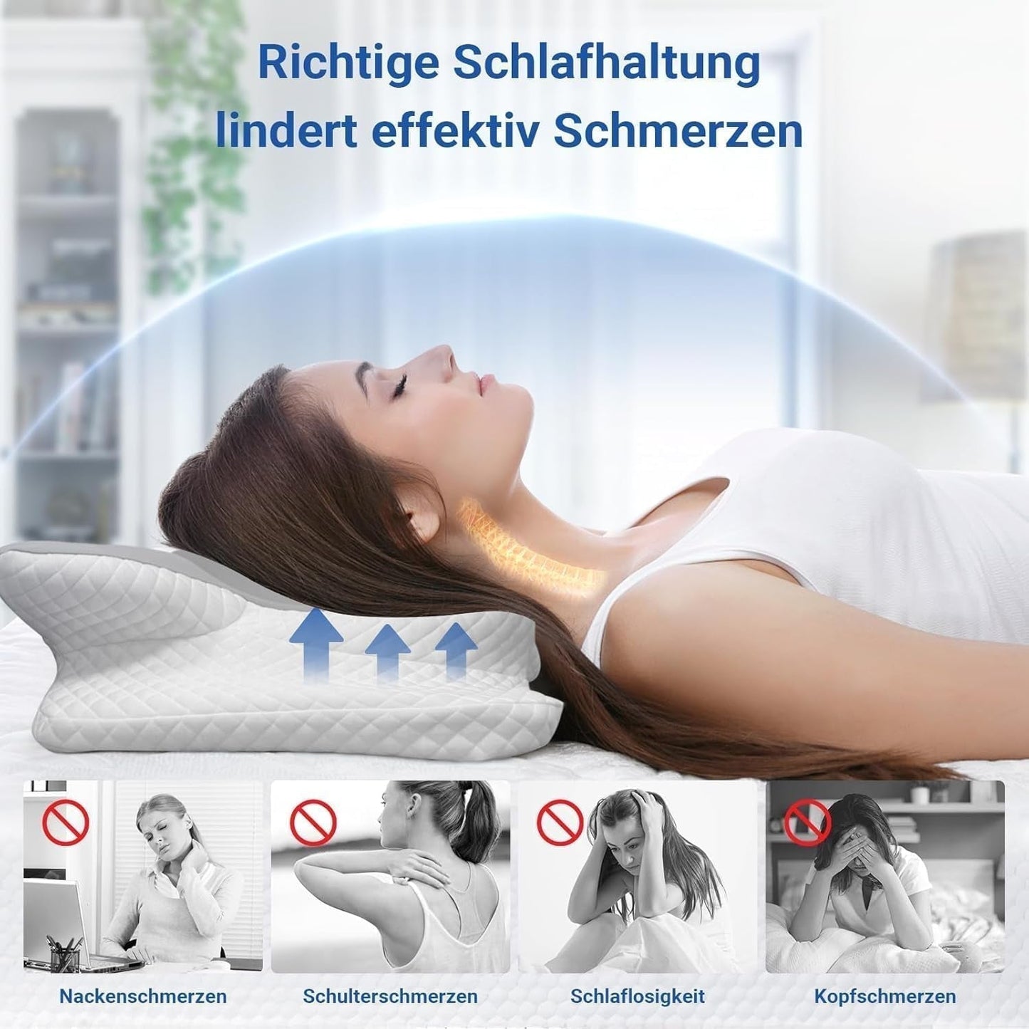 Hothands Memory Foam Polštář Ergonomický ortopedický polštář Boční Zadní Polštář pro úlevu od bolesti břicha Zlepšení kvality spánku 62X41X13/11cm Krční ortopedické polštáře Naty Shop