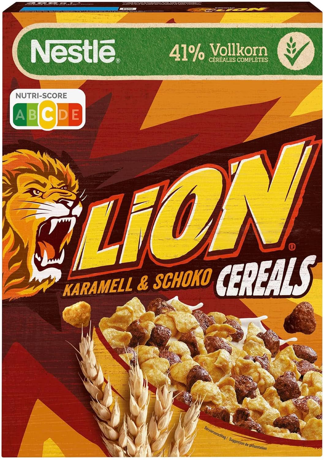 Cereální LION, Cereální čokoláda s karamelem a 41% celozrnné mouky, balení 8 x 400 gramů Cereal Naty Shop