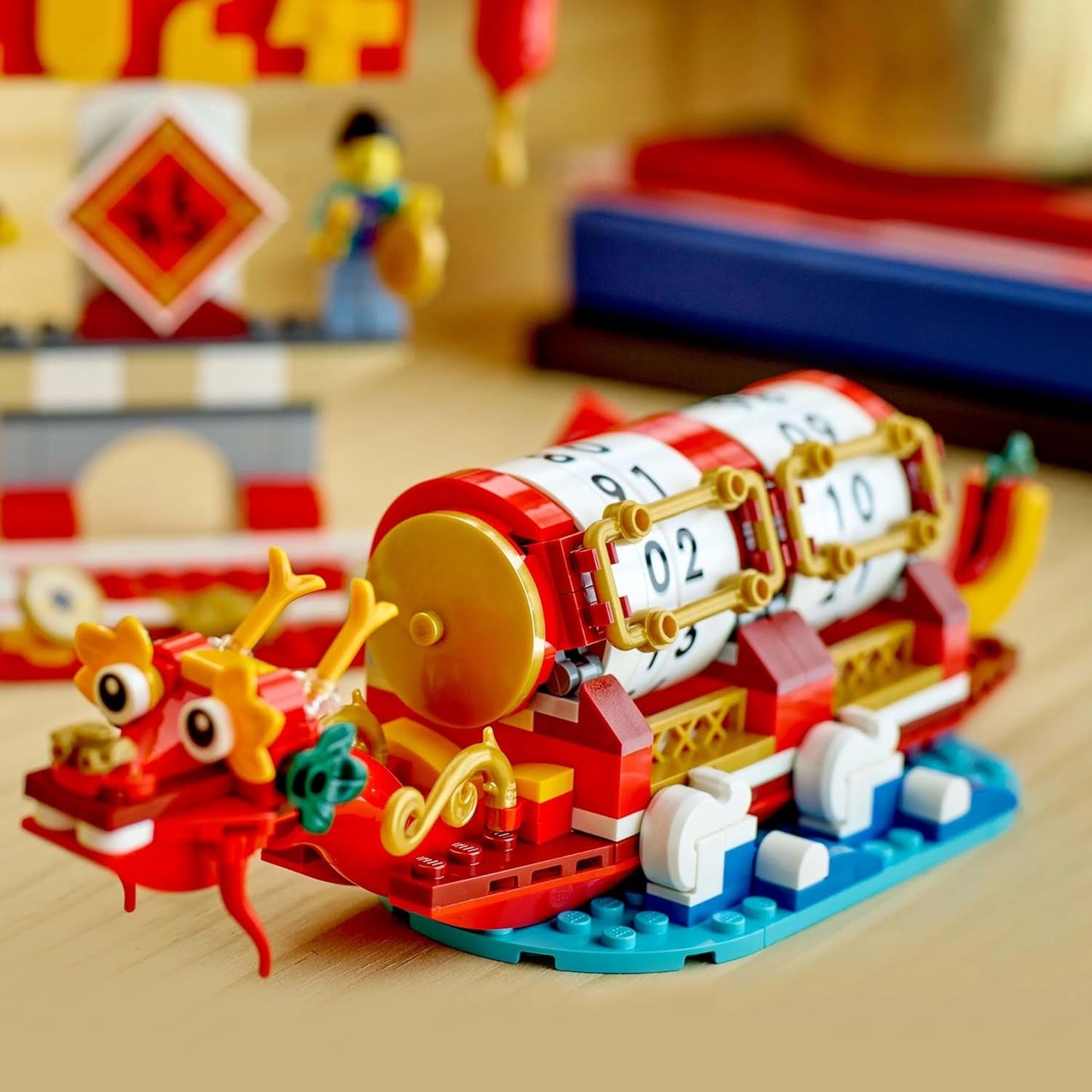 LEGO Vánoční kalendář, Čínský sváteční dárek pro chlapce a dívky, Lunární novoroční stavebnice, umožňuje dětem nápadité hraní, Slavnostní hračka, Čínská novoroční dekorace 40678 Stavebnice Besuche den LEGO-Store