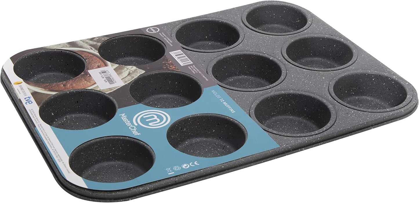 Masterchef MCA-MUF Muffinform Für 12 Cupcakes Muffinblech Aus Karbonstahl, Nerezová ocel, Stahl Formy a plechy na pečení Naty Shop