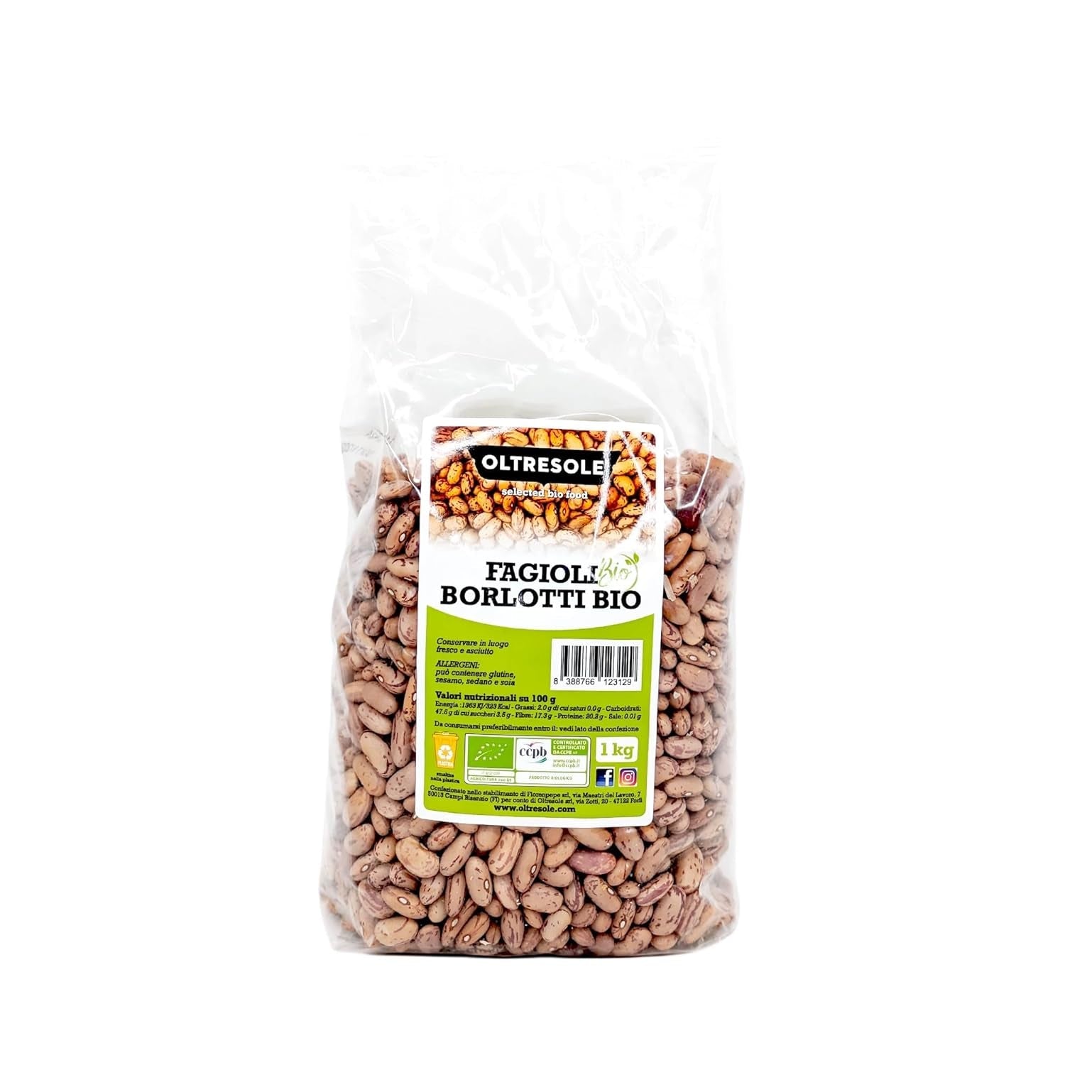 Bio fazole Borlotti 5 kg, Sušené bio luštěniny z kontrolovaných plodin, Ideální do salátů, polévek a příloh, Pohodlný formát