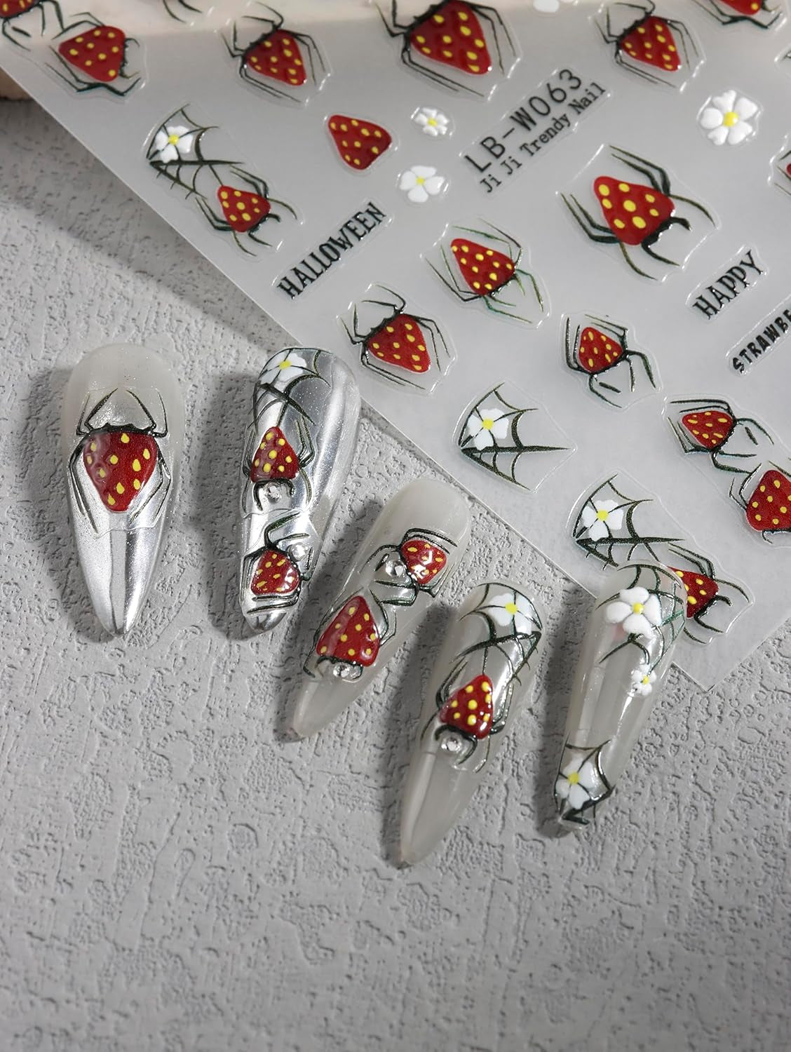 JMEOWIO Nálepka na nehty Halloween 9 Blatt Nálepka na nehty Selbtklebend Nagelaufkleber Süße Geisterblume Dekoration Nageldesign Zubehör