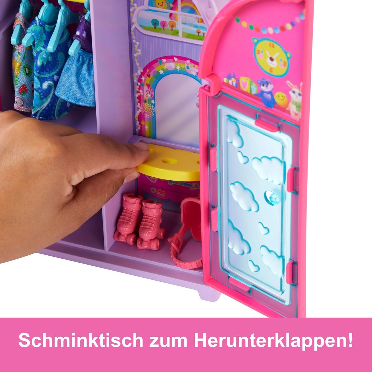 Hrací sada pro panenku Barbie Chelsea a šatní skříň s oblečením a doplňky, 17dílná sada, skládací pro cestování a skladování, HXN03 Naty Shop Dolls