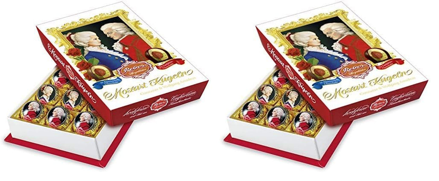 Reber Mozart kuličky s hořkou čokoládou, balení 6 ks s marcipánem a nugátem, veganské - 1 x 120 g