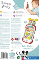 Clementoni 17711 Disney Baby Baby Mickey chytrý telefon, dětský mobilní telefon se světelnými a zvukovými efekty, interaktivní hračka pro děti 9-36 měsíců, M, vícebarevné Bebe Toys Naty Shop