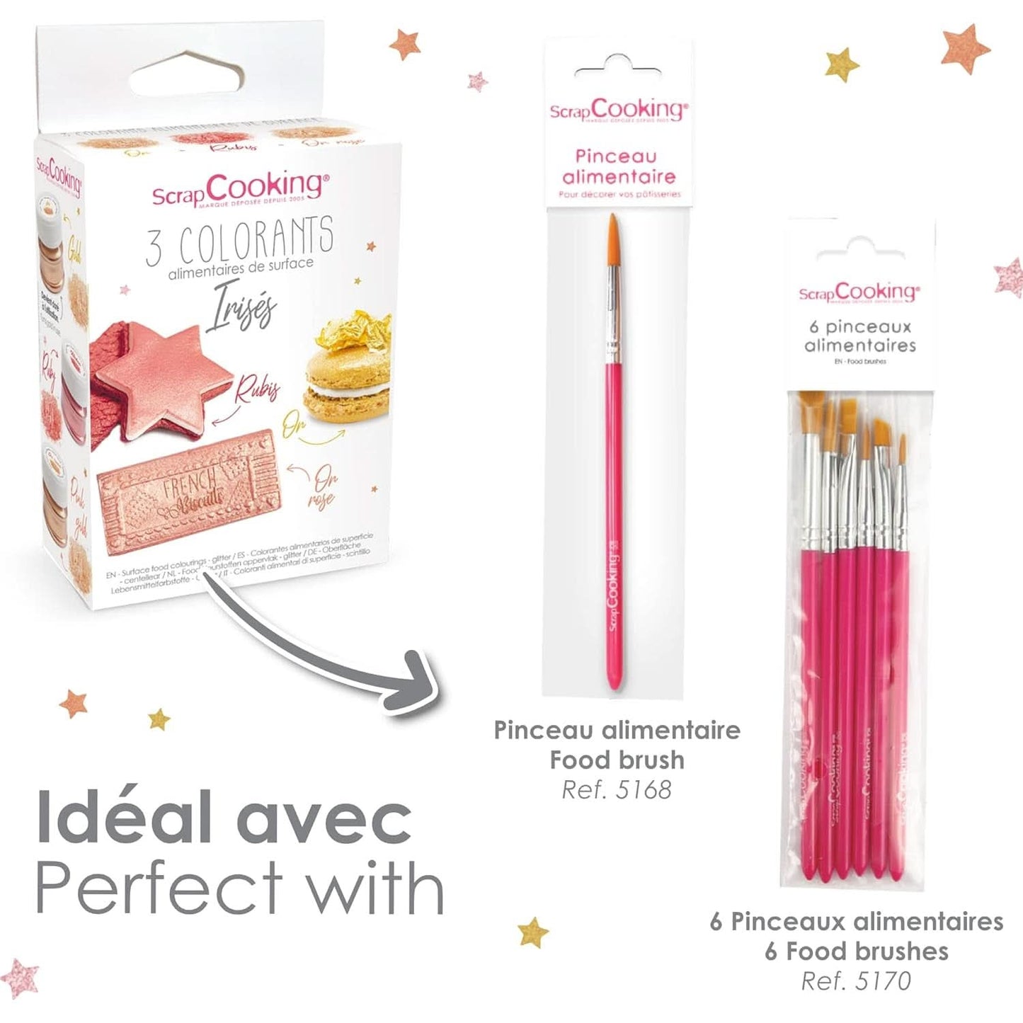 ScrapCooking, sada 3 potravinářských barviv, zlatá, růžovo-zlatá a rubínová, metalické odstíny, 3 x 5 gramů Naty Shop