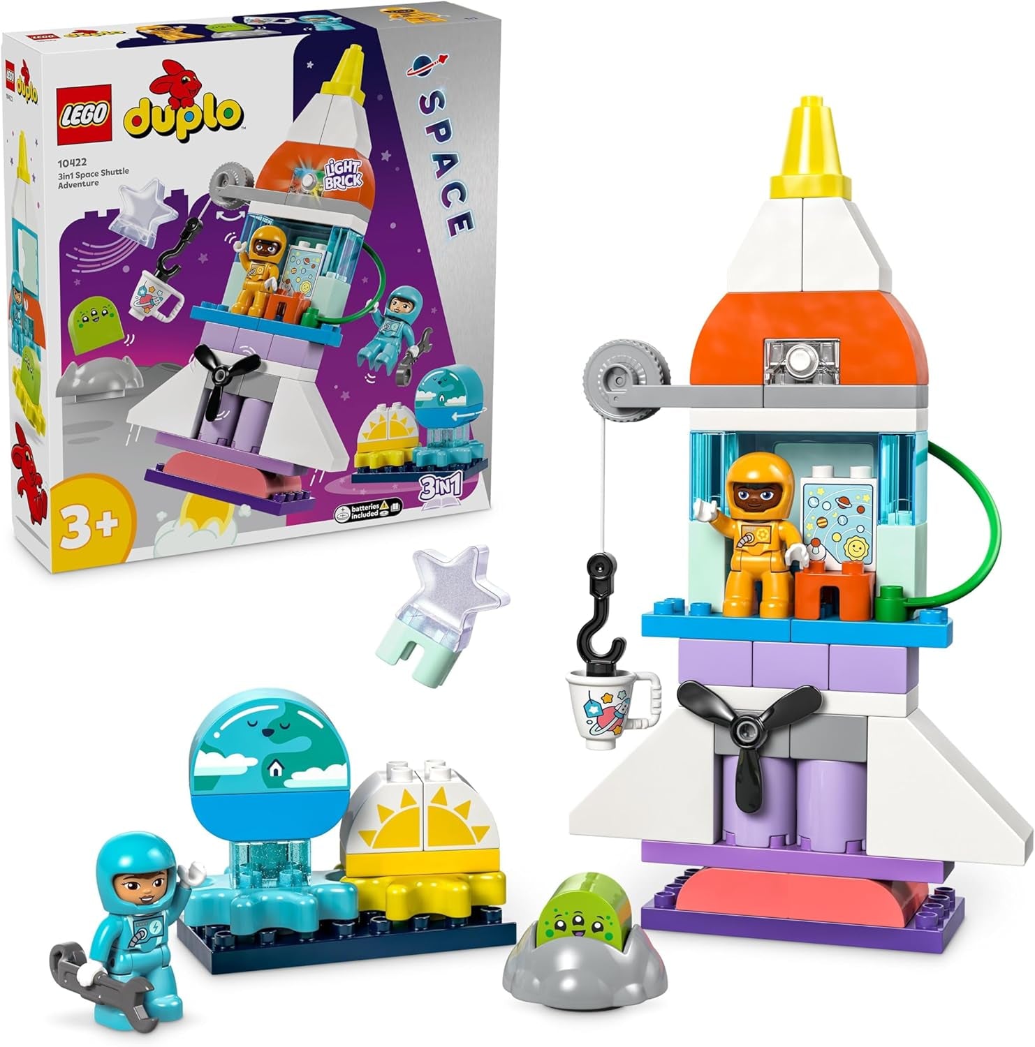 LEGO DUPLO Raketoplán 3 v 1 Spousta dobrodružných vesmírných setů s raketou pro děti Dárek k budování vědy a motorických dovedností pro 3 roky 10422 stavebnic Beuche den LEGO-Store Výchozí název