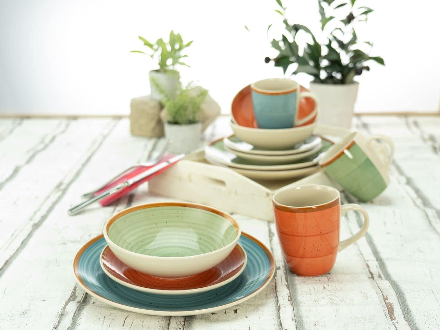 CreaTable, 22851, COUNTRY Series, 24dílná sada nádobí pro 6, porcelánová kombinovaná služba, vhodné do myčky a mikrovlnné trouby, kvalitní výroba