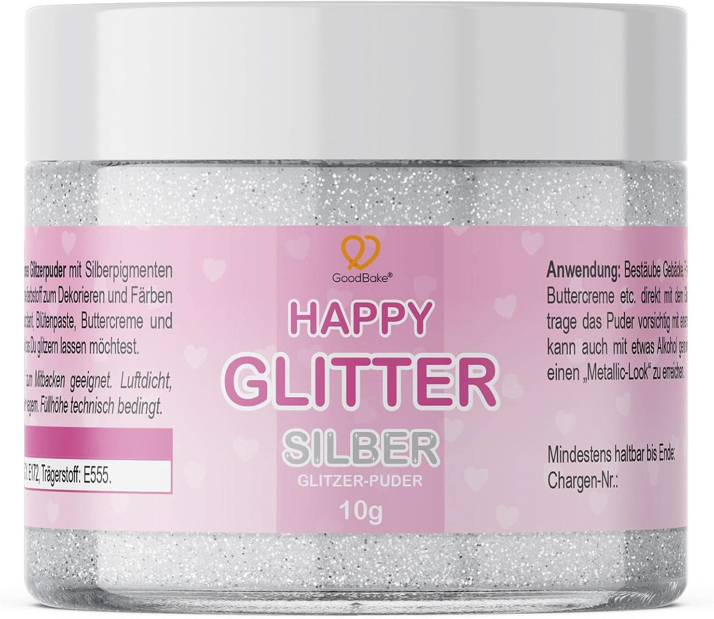 Goodbake Happy Glitter Gold - Jedlé třpytky na potraviny, 10 gramů Glitter Naty Shop Silver