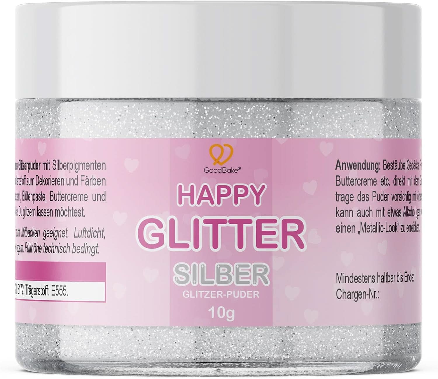 Goodbake Happy Glitter Gold - Jedlé třpytky na potraviny, 10 gramů Glitter Naty Shop Silver