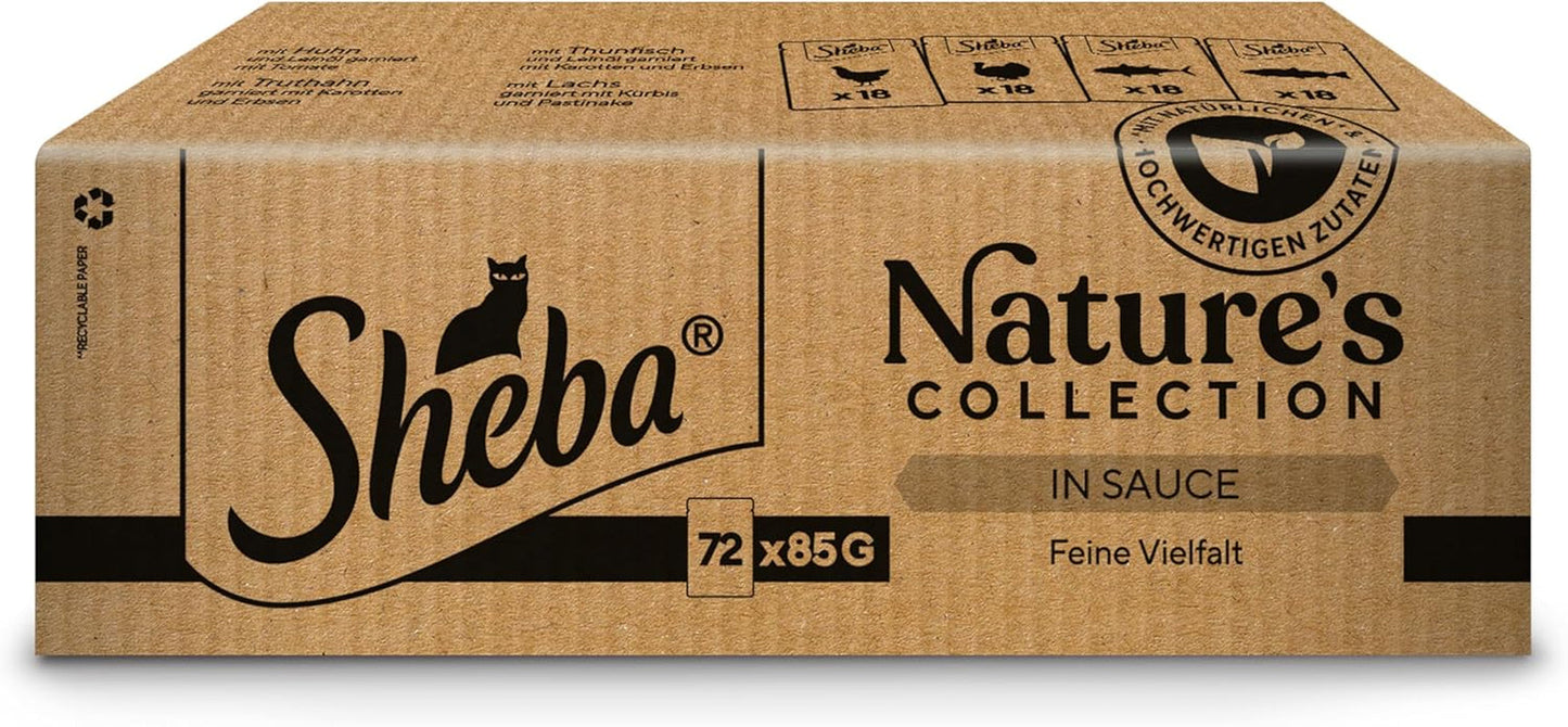 SHEBA Nature's Collection v omáčce – vysoce kvalitní mokré krmivo pro kočky, jemné odrůdy (MSC) v porcovaných sáčcích – 72 x 85 g