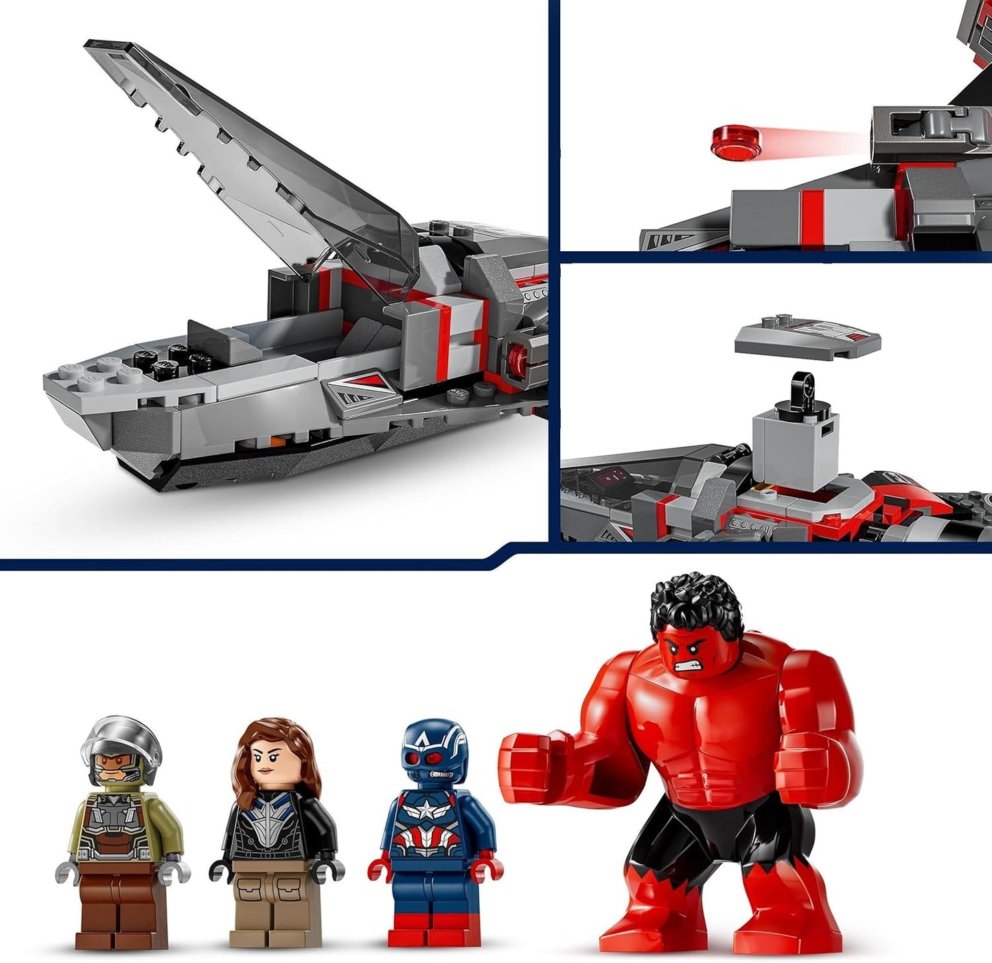 LEGO Marvel Showdown mezi Captain America a Red Hulk Dětská dárková sada sestavitelná trysková sada Hračka superhrdina pro chlapce a dívky 8 let stará dobrodružná stavebnice 76292 Stavebnice Besuche den LEGO-Store