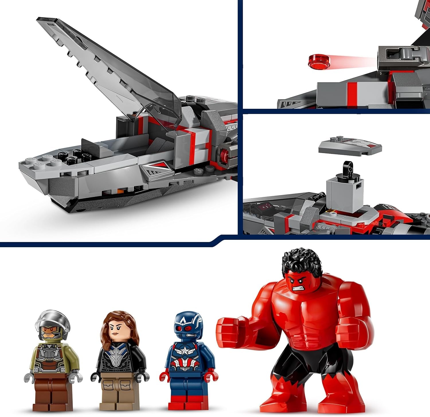 LEGO Marvel Showdown mezi Captain America a Red Hulk Dětská dárková sada sestavitelná trysková sada Hračka superhrdina pro chlapce a dívky 8 let stará dobrodružná stavebnice 76292 Stavebnice Besuche den LEGO-Store