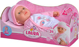 Simba 105140020 - Panenka My Love Baby Talk Soft Body s ospalýma očima v roztomilých šatech vydává 24 dětských zvuků Panenka 30 cm od 2 let Bílá Růžová Naty Shop Dolls