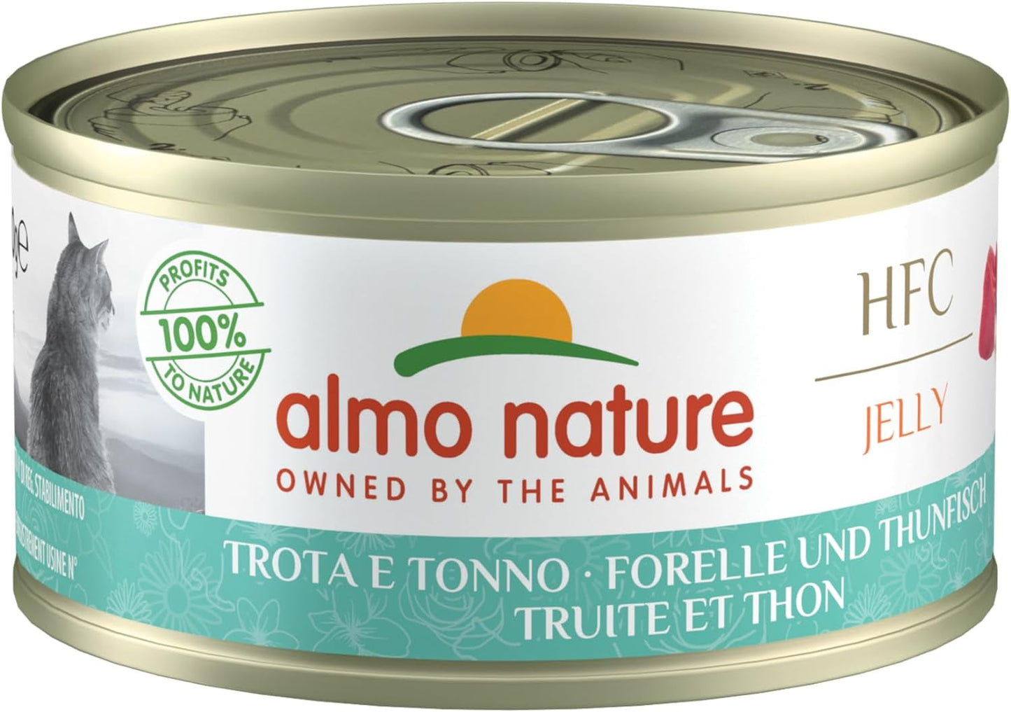 Almo Nature HFC Jelly - Mokré krmivo pro dospělé kočky - Pstruh a tuňák - Lidská kvalita, Bezlepkové - 6 x 70 g
