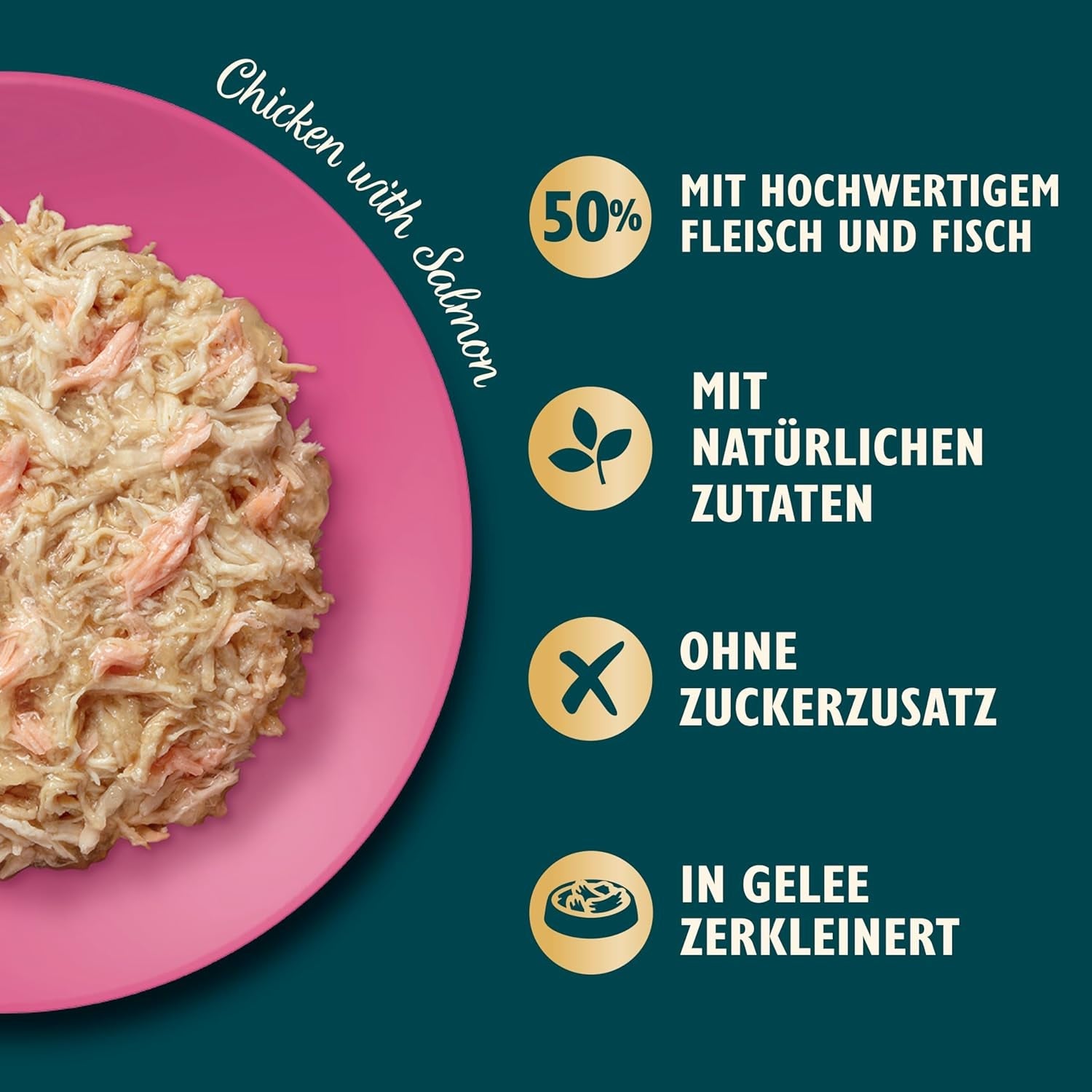 Lily's Kitchen Aus Naturichen Ingredience hermestellung Zerkleinerte Filets in Gelee mit Hühnchen und Lachs Ausgewachsen Nassfutter für Katzen 70 g Dose