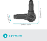L-kus pro Gardena Micro-Drip 4,6 mm (3/16 palce): Pro změnu směru distribuce a odkapávacích vedení o 90 stupňů, instalace bez zauzlování, snadná a flexibilní technologie připojení (13212-20)