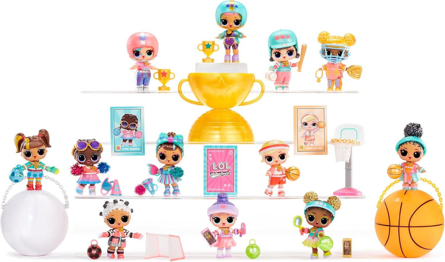 LOL Překvapení! All-Star Sports Vault Tots Collection – obsahuje 1 panenku, obrněné balení, 12 sběratelských panenek, 8 doplňků pro rozbalení, ideální pro děti od 4 let, růžová