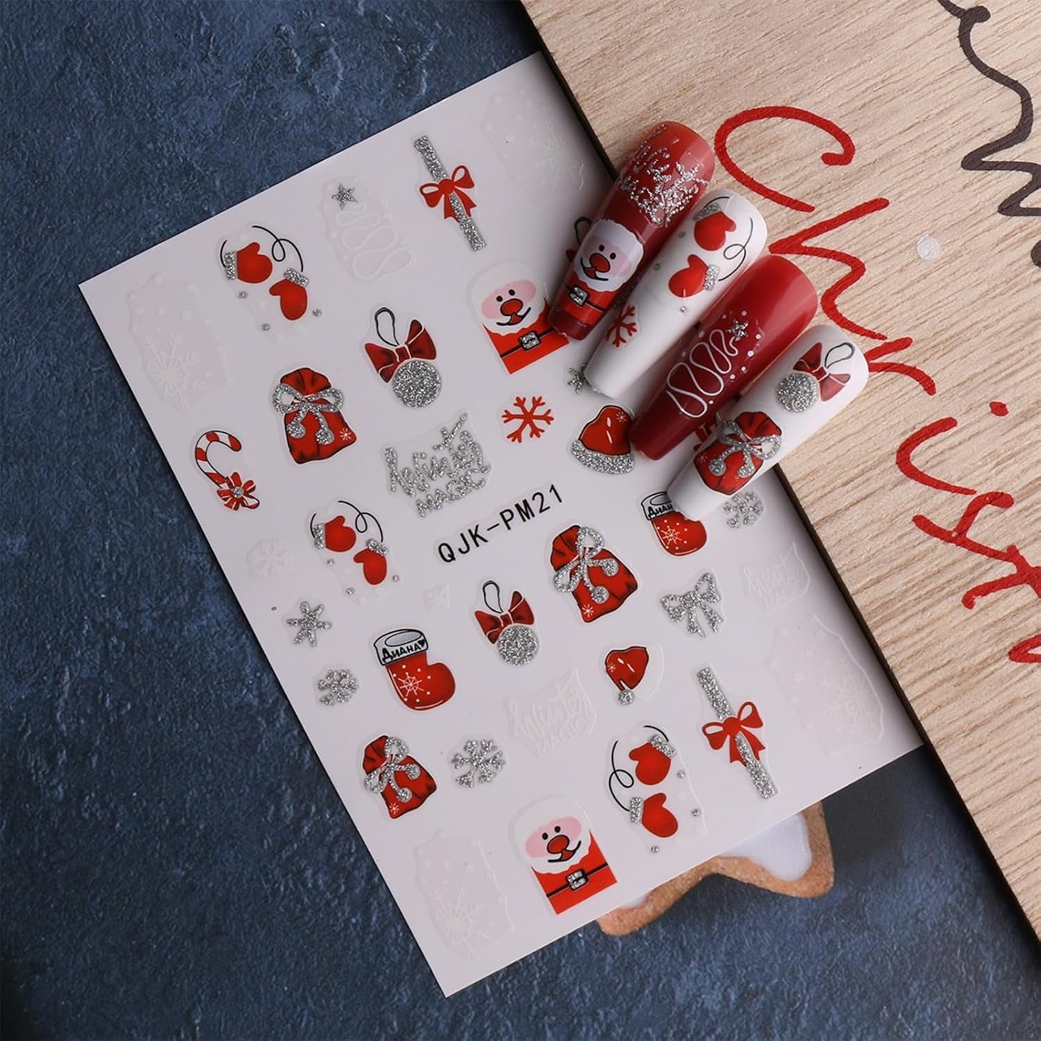 JMEOWIO Nálepka na nehty Glitzer Weihnachten 10 Blatt Nálepka na nehty Selbtklebend Nagelaufkleber Schneeflocken Zimní dekorace Nageldesign Zubehör