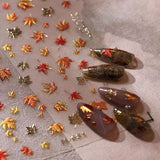 JMEOWIO 3D Nálepka na nehty Herbst Nálepka na nehty Selbstklebend Nagelaufkleber 5D Stereoskopisch Ahornblatt Erntedankfest Dekoration Nageldesign Zubehör 1 Blatt
