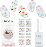 JMEOWIO Nagelfolie UV Härtend Bunter Blumenglitzer UV gelové proužky na nehty Nálepka na nehty Nagelaufkleber Nail Art Dekoration Nageldesign Zubehör