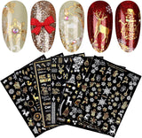 9 Blatt Nagelsticker Weihnachten Nagelaufkleber Selbtklebend Weiß Rentier Schneemann Samolepka na nehty Dekoration Nageldesign Zubehör