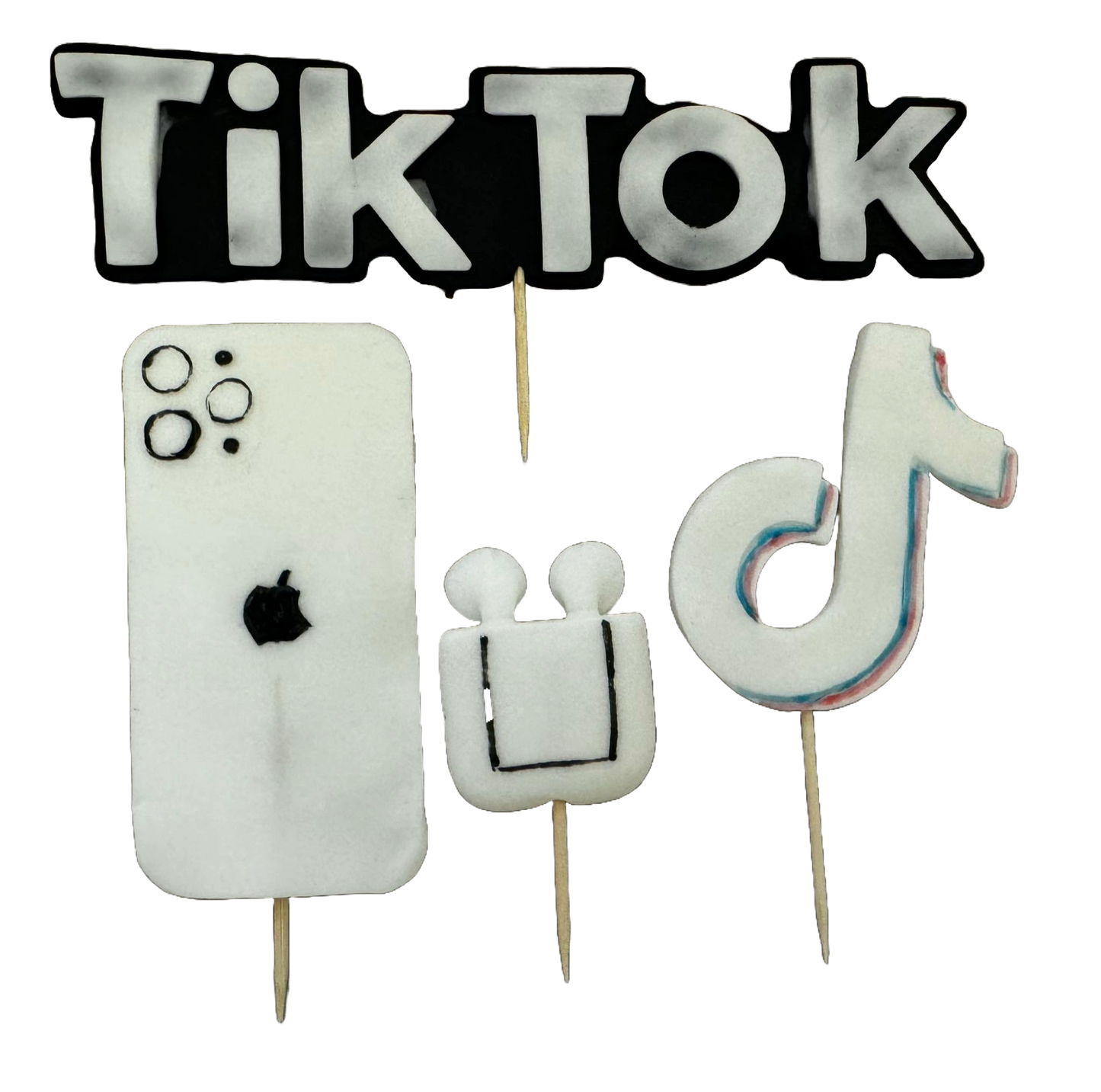 Sada 4 jedlých ozdob z cukrové pasty, Dekorace z cukrové pasty TikTok Naty Shop