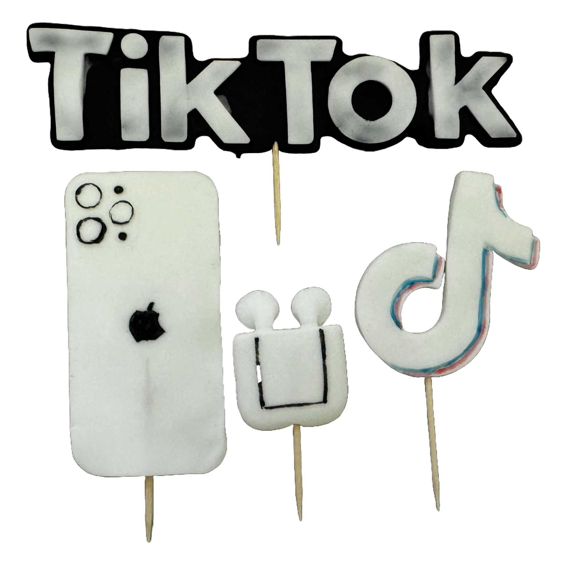Sada 4 jedlých ozdob z cukrové pasty, Dekorace z cukrové pasty TikTok Naty Shop