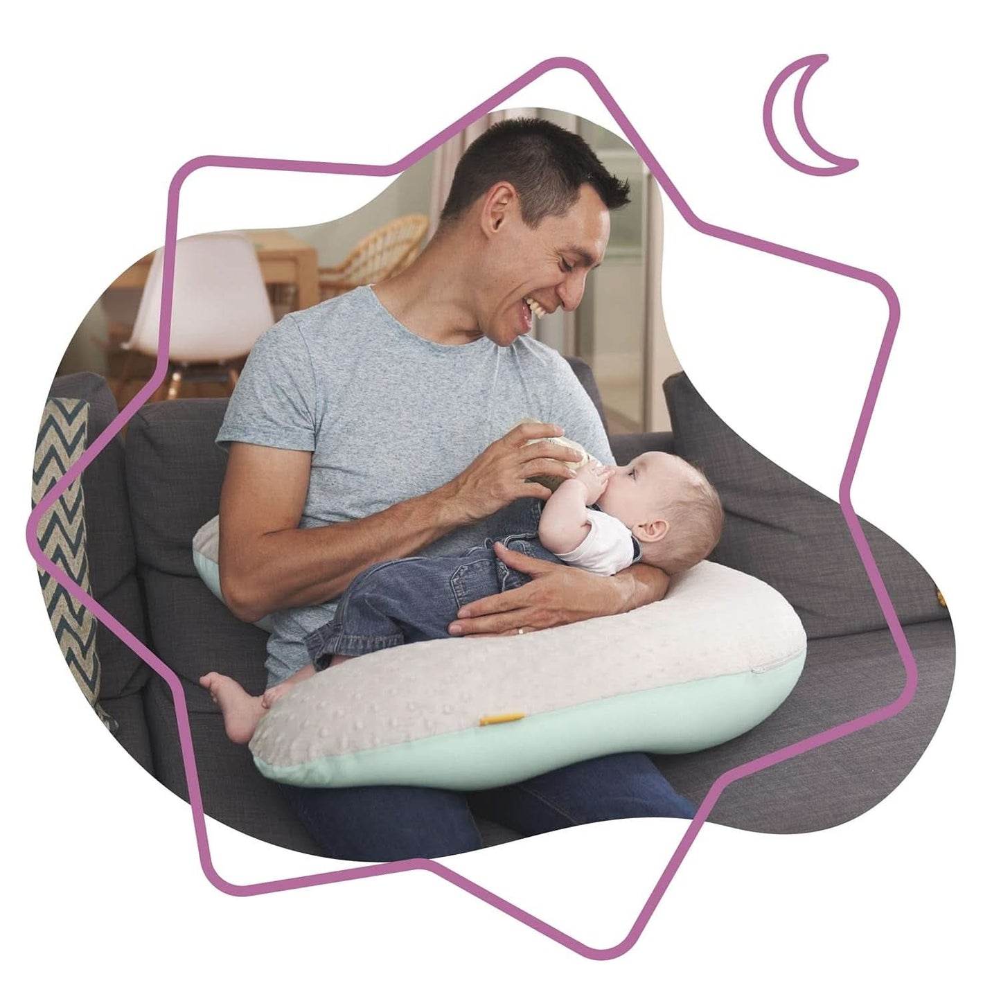 Badabulle Kojící polštář a nadýchaný těhotenský polštář, 150 cm, včetně povlaku, ergonomický tvar Příslušenství Jídlo a kojení Bebe Naty Shop