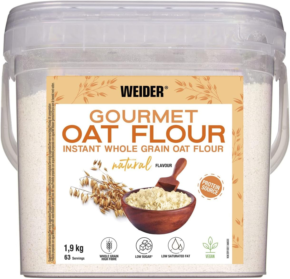 Weider Gourmet Oatmeal (1,9 kg) s příchutí brownie. Celozrnné ovesné vločky. Zdroj bílkovin s nízkým obsahem cukru.