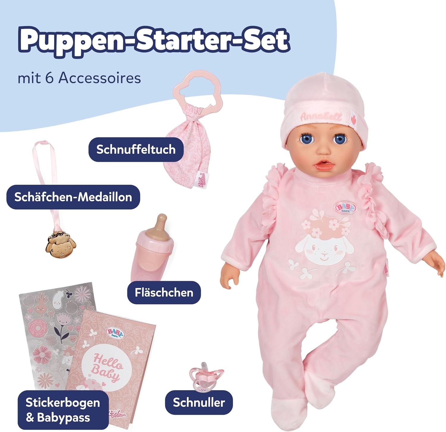 BABY Born Annabell 43 cm - Měkká panenka se 7 elektronickými funkcemi a zvukem - Vhodné pro děti od 3 let - Panenka obsahuje příslušenství - Vyžaduje baterie