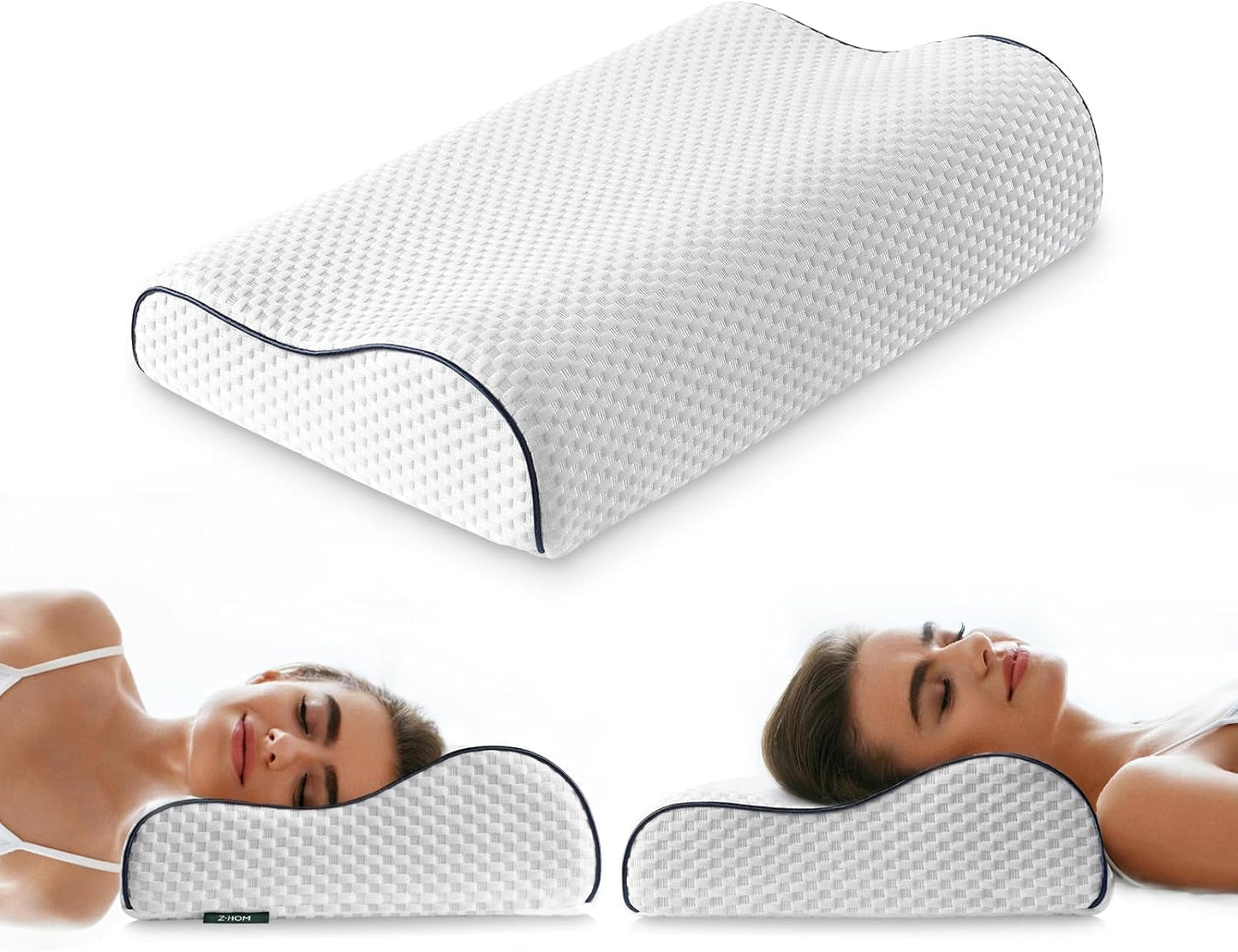 Polštář na podporu krku Z-Hom, polštář z paměťové pěny, boční polštář na spaní, ergonomický polštář, polštář proti chrápání, ortopedický polštář na spaní, snímatelný potah (49 x 30 x 7/10 cm) Naty Shop krční ortopedické polštáře 49 x 30 x 7/10